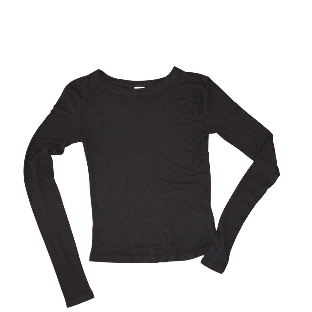 White Fox Womens Long Sleeve Modal Blend Crew Neck Top Black Size L